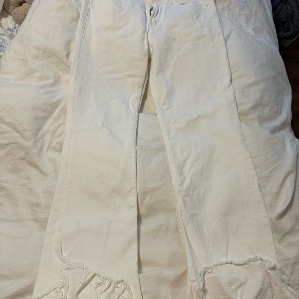 MOTHER white ripped Jeans